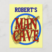 Man Cave add name Sign postcards