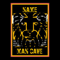 Man Cave Sign, edit name, Lion Head posters