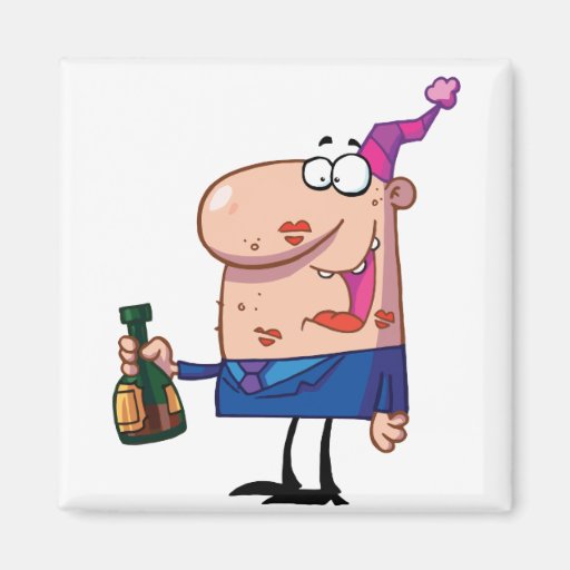 Man-celebrating-covered-in-kisses Fridge Magnets