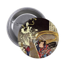 Man Confronting Fox Goddess Apparition Button