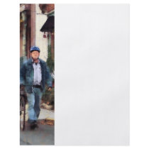 Man Crossing Street With Bicycle Flyers