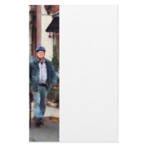 Man Crossing Street With Bicycle Stationery Paper