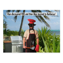 Man discovered Fire and them Man learned to Barbeq Post Cards