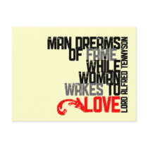 Man dreams of fame... typographic design postcards