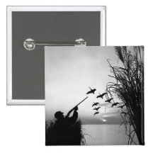 Man Duck Hunting Pinback Button