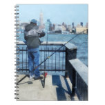 Man Fishing Off Hoboken Pier Note Books