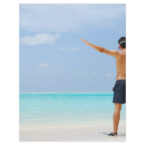 man getting ready to go snorkeling in a tropical i letterhead