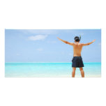 man getting ready to go snorkeling in a tropical i picture card