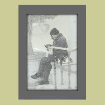 Man & His Cat - Pencil Drawing posters