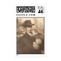 Man & His Cat Postage Stamp