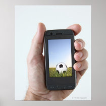 Man holding a mobile phone print