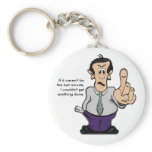 Man Holding Finger Up Key Chain