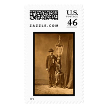 Man Holding General Thomas' Unit Battle Flag 1864 Postage Stamps