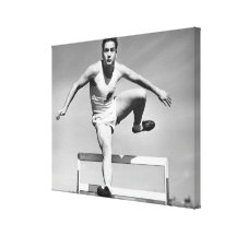 Man Hurdling Gallery Wrapped Canvas