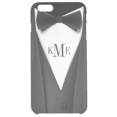 Man in Black Tuxedo Suit - Modern Manly Monogram Clear iPhone 6 Plus Case