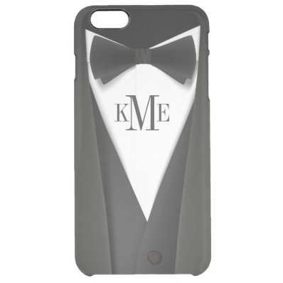 Man in Black Tuxedo Suit - Stylish Manly Monogram Clear iPhone 6 Plus Case