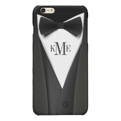 Man in Black Tuxedo Suit - Stylish Manly Monogram Glossy iPhone 6 Plus Case