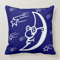 man in the moon  blue and white pillow pillows