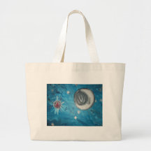 "Man in the Moon Seranades Venus" Barb Forristall Tote Bags