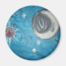 "Man in the Moon Seranades Venus" Barb Forristall Fridge Magnets