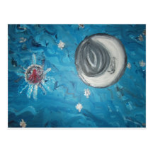 "Man in the Moon Seranades Venus" Barb Forristall Postcards