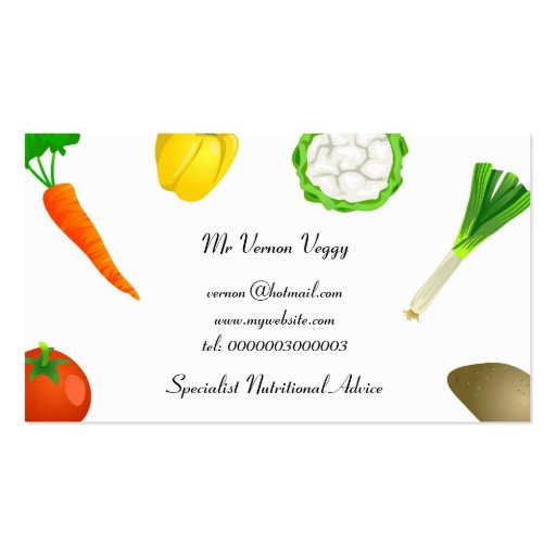 Man Juggling Vegetables Business Card Templates (front side)
