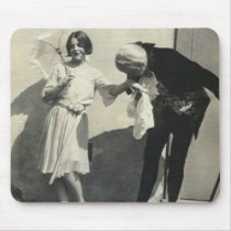 man kissing hand of child holding parasol mousepads by amazingvintage man kissing hand of child holding parasol mousepads