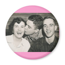man kissing lady on cheek magnet