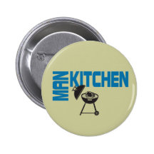 Man Kitchen Grill Pinback Button