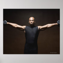 Man lifting weights, portrait print