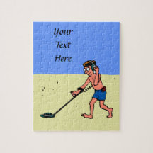 Man Metal Detecting Beach Puzzle