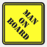 Man on Board Square Stickers