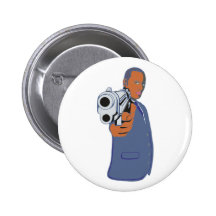 Man pistol one pistol pinback buttons