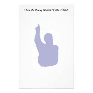 man pointing up shadow blue custom stationery