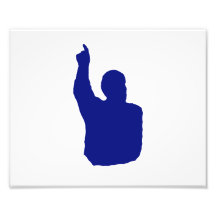 man pointing up shadow blue photo