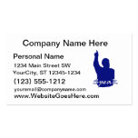man pointing up shadow speak text blue white business card