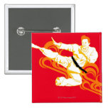 Man practicing martial arts, performing mid air pin
