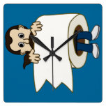 man rolled in toilet paper clock