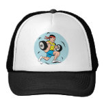 Man running jogging lifting weights mesh hats