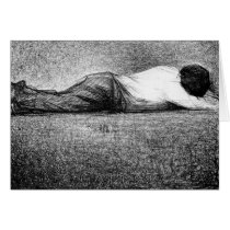 Man sleeping by Georges Seurat Cards