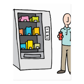 vending machine postcard using man cards