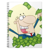 Man with a lot of money spiral note books