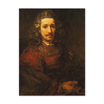 Man with a Magnifying Glass post card