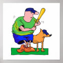 man with bat and dog