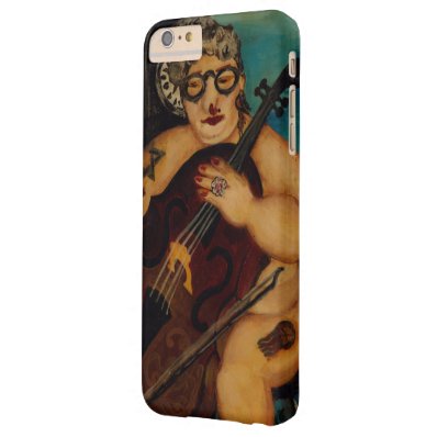 Man with contrabass playing music in the night barely there iPhone 6 plus case
