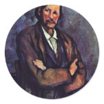 Man With Folded Arms By Paul Cézanne (Best Quality Round Sticker
