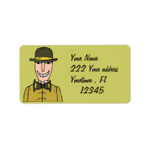 Man with hat  Address Label