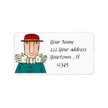 Man with hat  Address Label