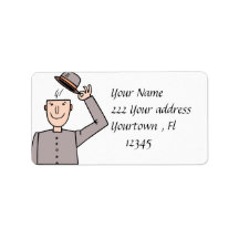 Man with hat  Address Label