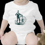 Man with Penny Farthing - Dark Green t-shirts
